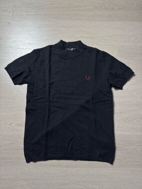 Raf Simons x Fred Perry Black Short-Sleeve Mock Neck Knit